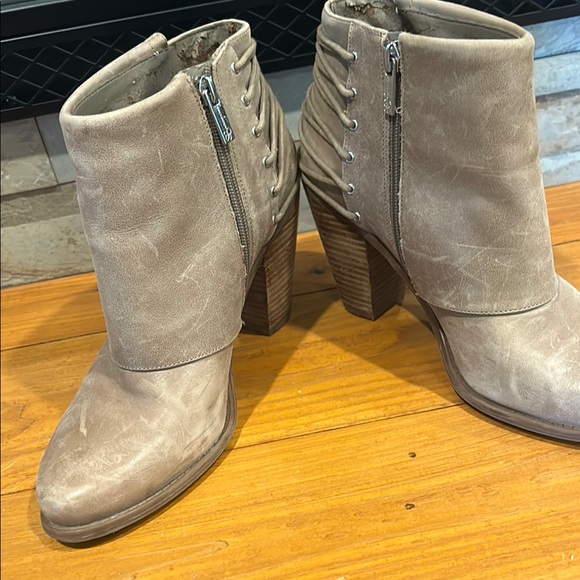 Jessica Simpson Taupe Ankle Boots with Zipper and Buckle Detail Booties - Picture 6 of 13